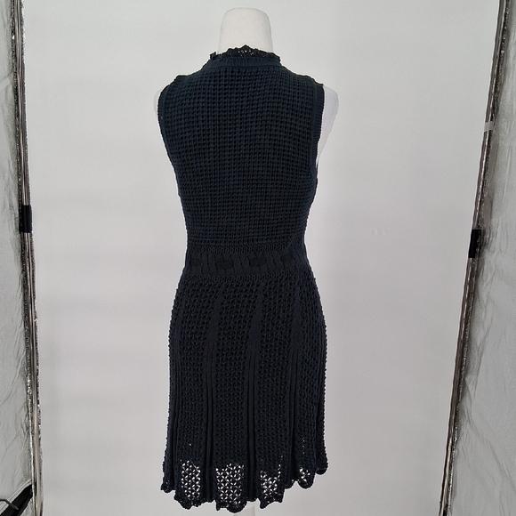 RED Valentino Navy Crochet Cotton Fit & Flare Dress Made in Italy Size Large - Picture 5 of 12